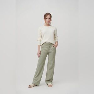 elims Malibu Wide-Leg Chino Trouser High Waist Sage Green Sz 28 Long (XL) NEW
